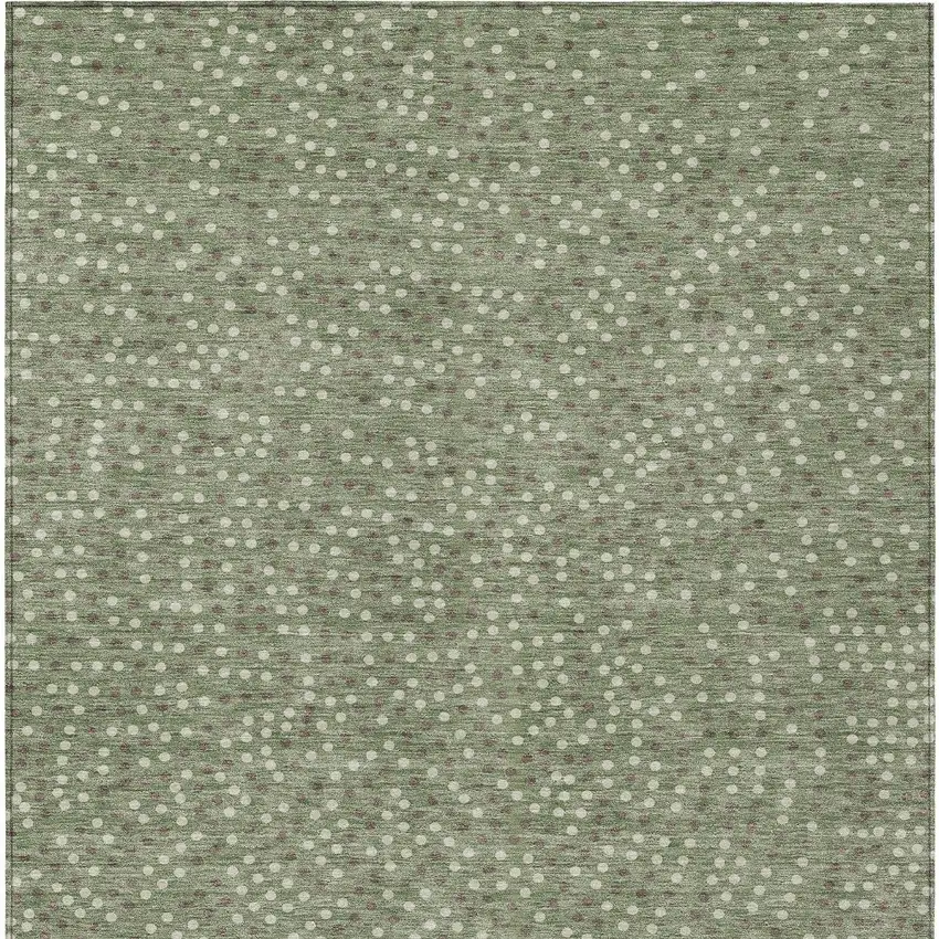 Sage Gray And Ivory Polka Dot Washable Indoor Outdoor Area Rug Photo 7