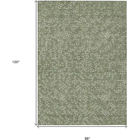 Sage Gray And Ivory Polka Dot Washable Indoor Outdoor Area Rug Photo 3