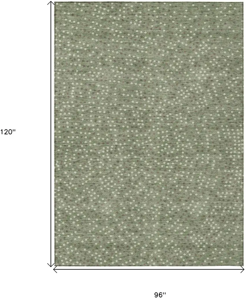 Sage Gray And Ivory Polka Dot Washable Indoor Outdoor Area Rug Photo 3