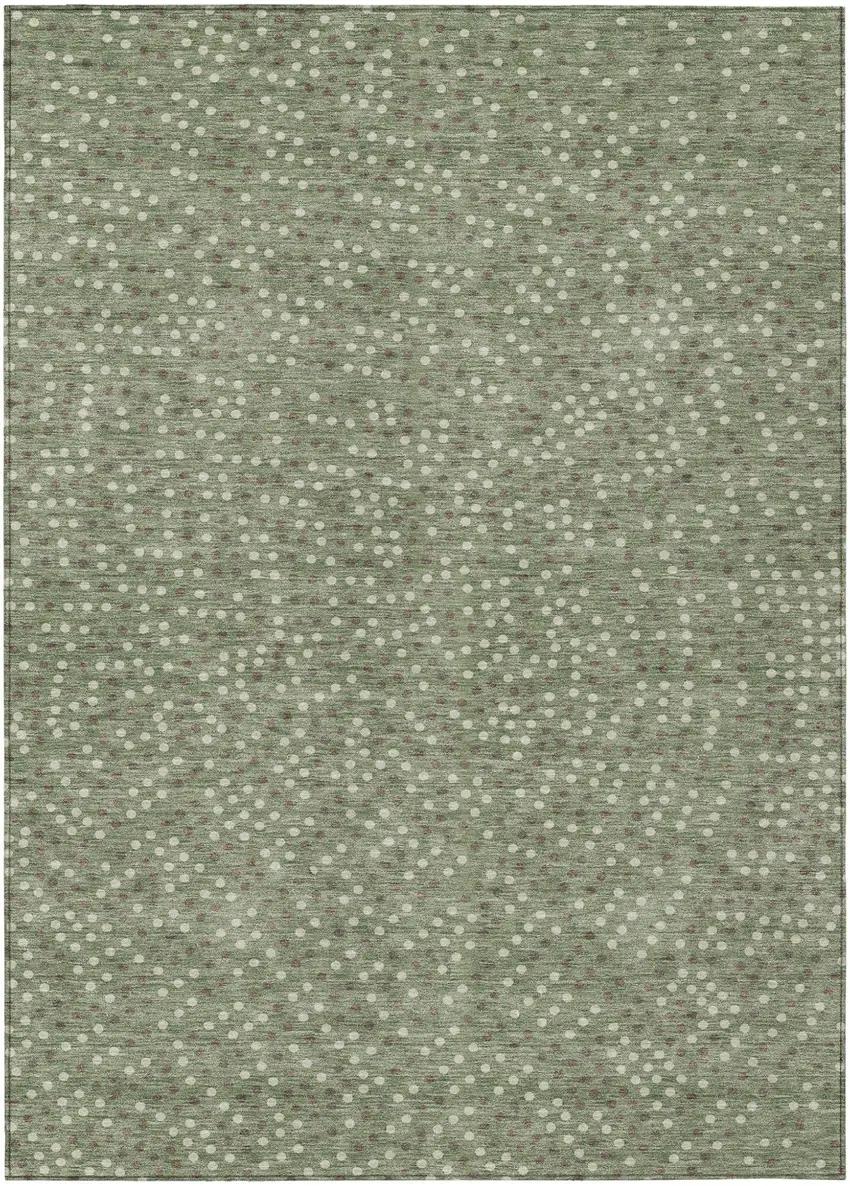 Sage Gray And Ivory Polka Dot Washable Indoor Outdoor Area Rug Photo 2