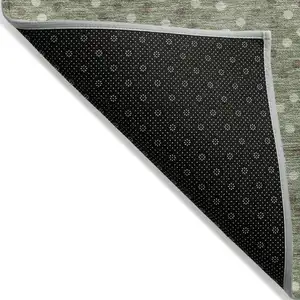Photo of Sage Gray And Ivory Polka Dot Washable Indoor Outdoor Area Rug