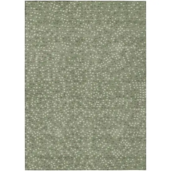 Sage Gray And Ivory Polka Dot Washable Indoor Outdoor Area Rug Photo 2