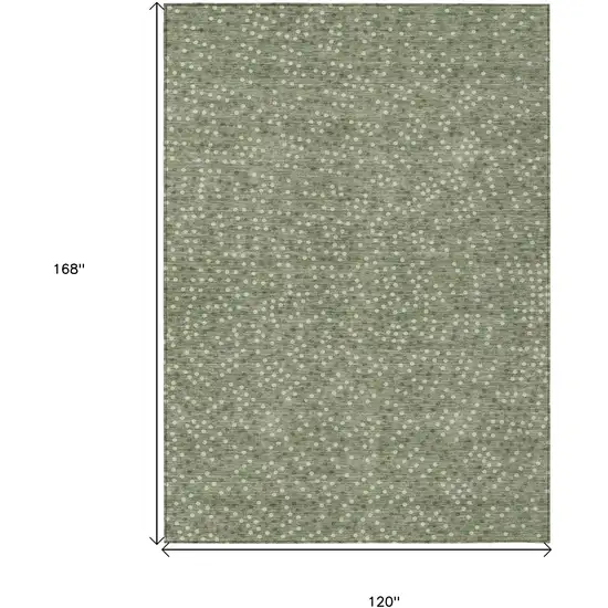 Sage Gray And Ivory Polka Dot Washable Indoor Outdoor Area Rug Photo 3