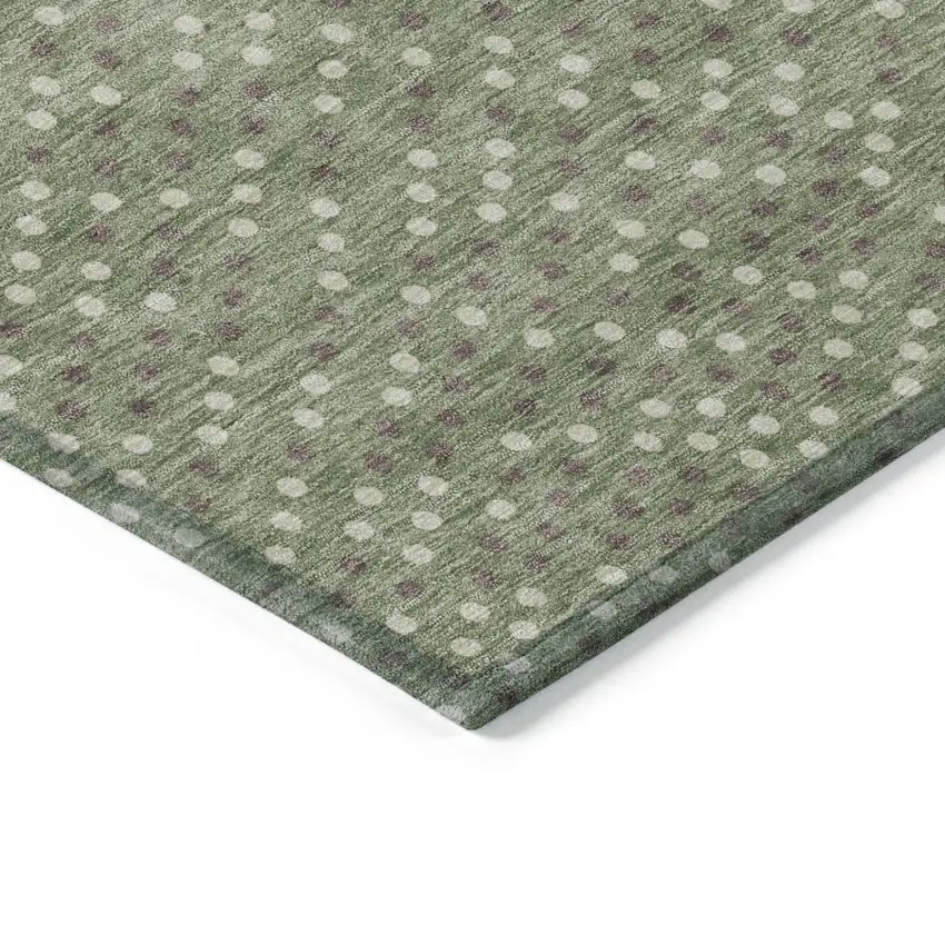 Sage Gray And Ivory Polka Dot Washable Indoor Outdoor Area Rug Photo 5