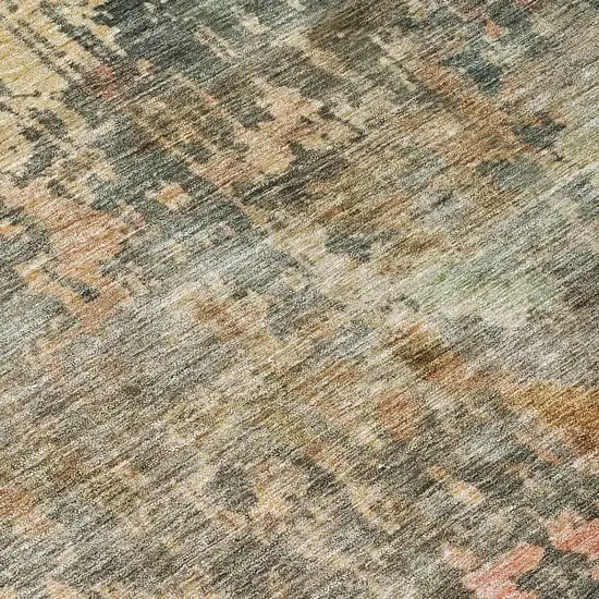Sage Gray And Pink Abstract Washable Indoor Outdoor Area Rug Photo 7