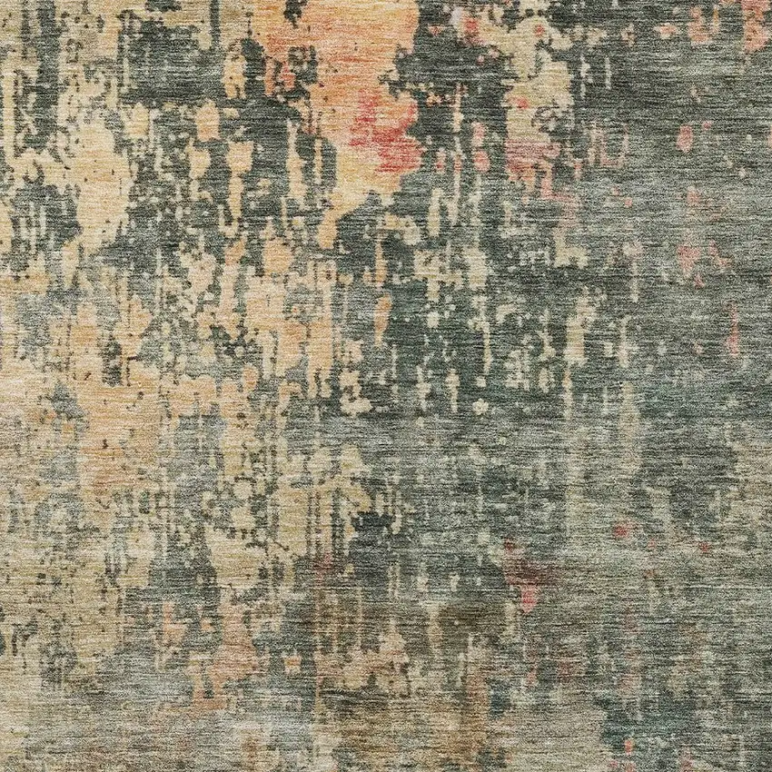 Sage Gray And Pink Abstract Washable Indoor Outdoor Area Rug Photo 6