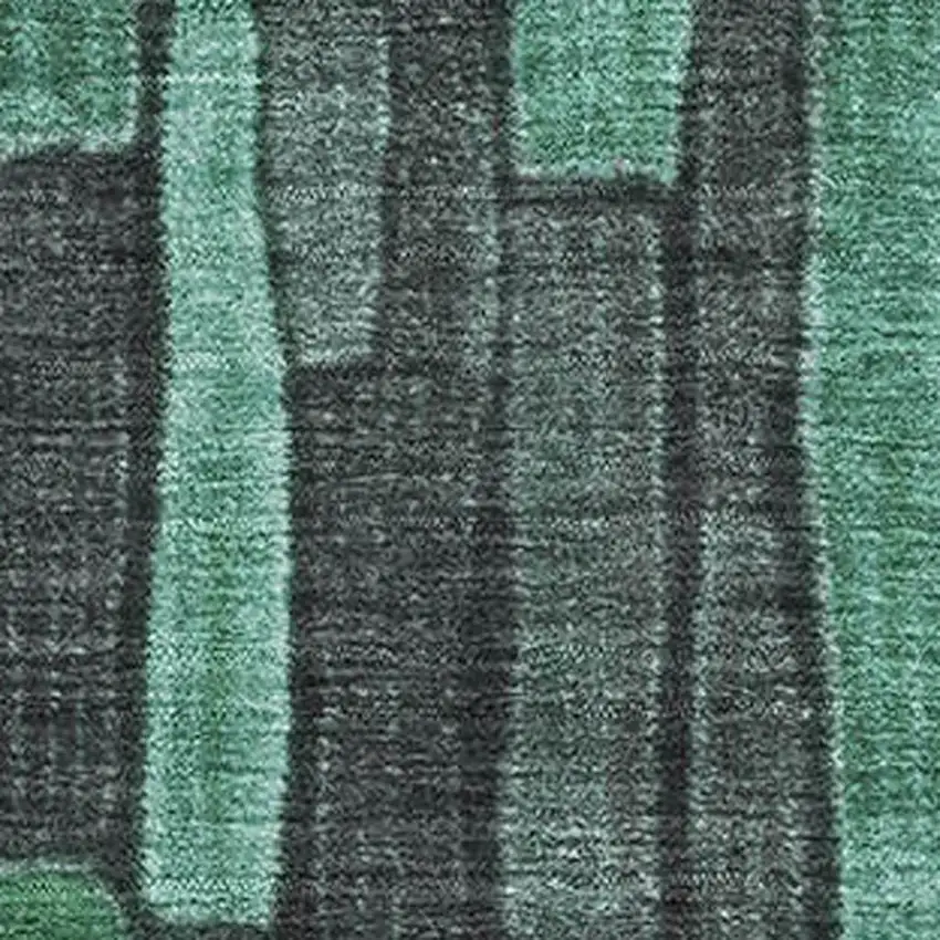 Sage Gray And Teal Striped Washable Area Rug With UV Protection Photo 2