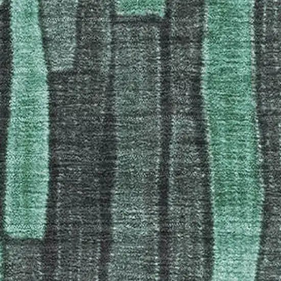 Sage Gray And Teal Striped Washable Area Rug With UV Protection Photo 2