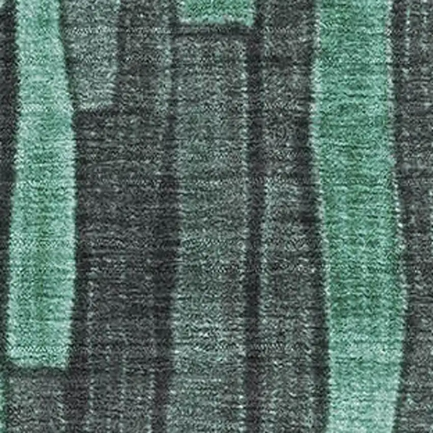 Sage Gray And Teal Striped Washable Area Rug With UV Protection Photo 2