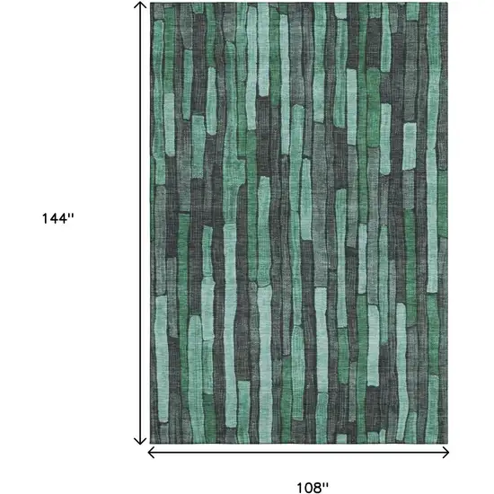 Sage Gray And Teal Striped Washable Area Rug With UV Protection Photo 9