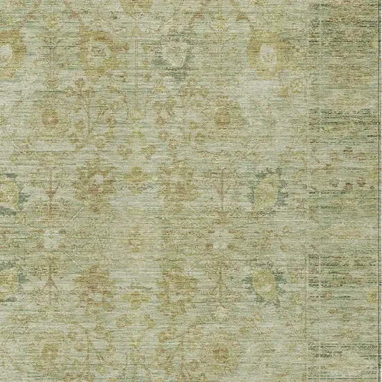 Sage Green And Brown Oriental Washable Indoor Outdoor Area Rug Photo 5