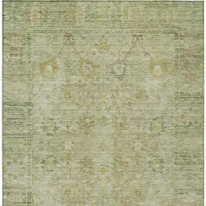 Photo of Sage Green And Brown Oriental Washable Indoor Outdoor Area Rug