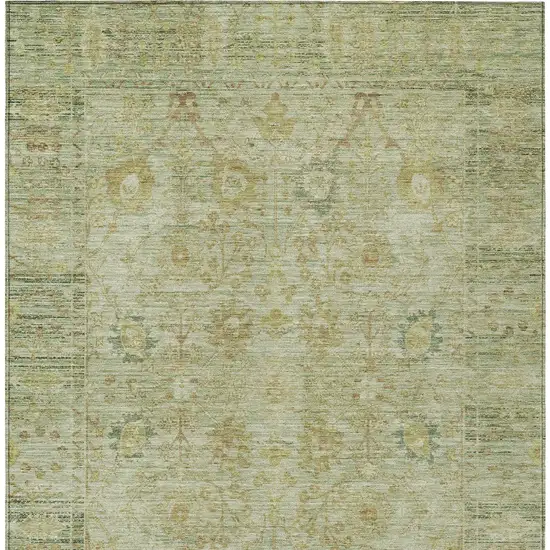 Sage Green And Brown Oriental Washable Indoor Outdoor Area Rug Photo 5