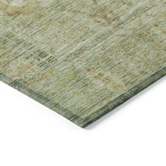 Sage Green And Brown Oriental Washable Indoor Outdoor Area Rug Photo 4