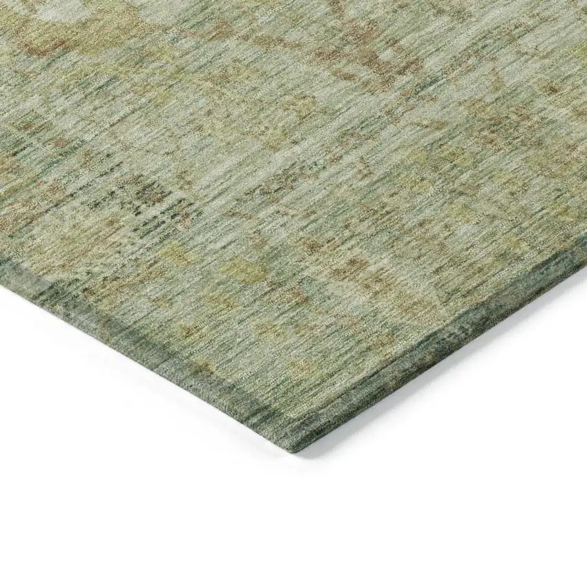 Sage Green And Brown Oriental Washable Indoor Outdoor Area Rug Photo 4