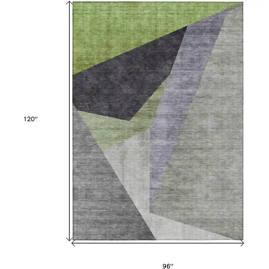 Sage Green And Charcoal Abstract Washable Indoor Outdoor Area Rug Photo 3