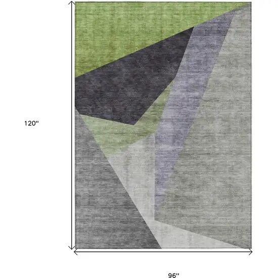 Sage Green And Charcoal Abstract Washable Indoor Outdoor Area Rug Photo 3