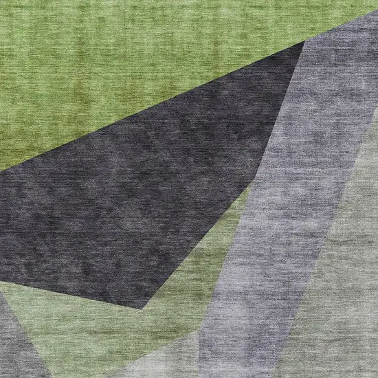 Sage Green And Charcoal Abstract Washable Indoor Outdoor Area Rug Photo 4