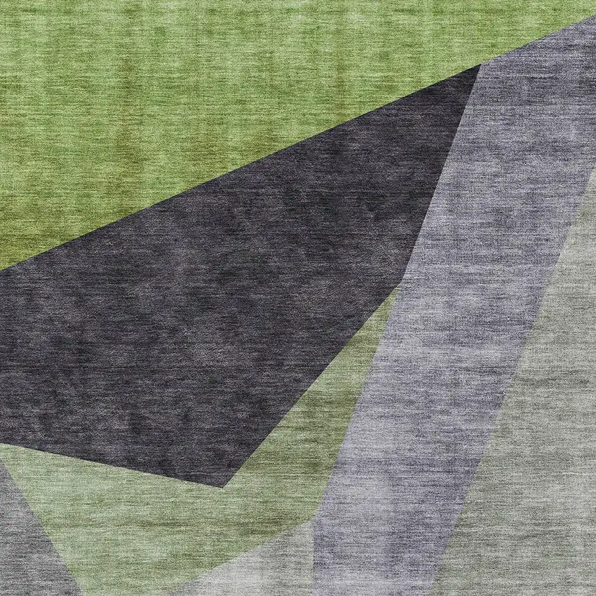 Sage Green And Charcoal Abstract Washable Indoor Outdoor Area Rug Photo 4