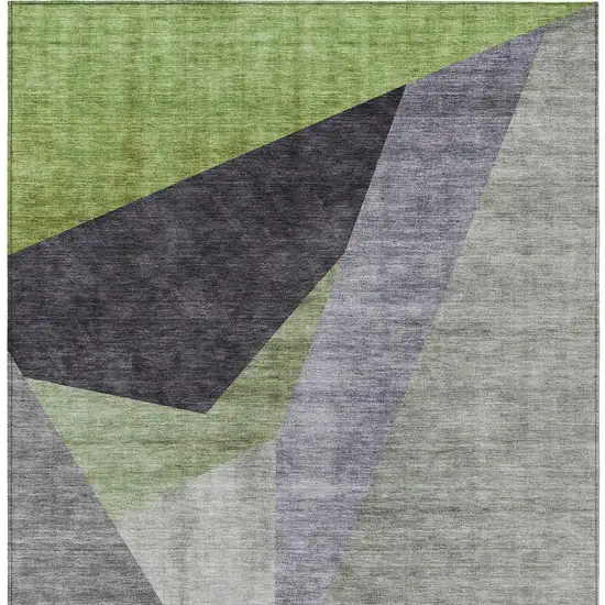 Sage Green And Charcoal Abstract Washable Indoor Outdoor Area Rug Photo 5