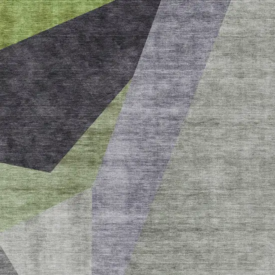 Sage Green And Charcoal Abstract Washable Indoor Outdoor Area Rug Photo 4