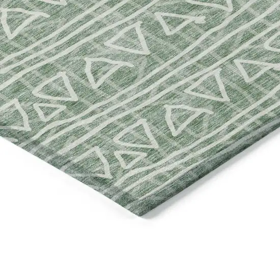 Sage Green And Ivory Geometric Washable Indoor Outdoor Area Rug Photo 4