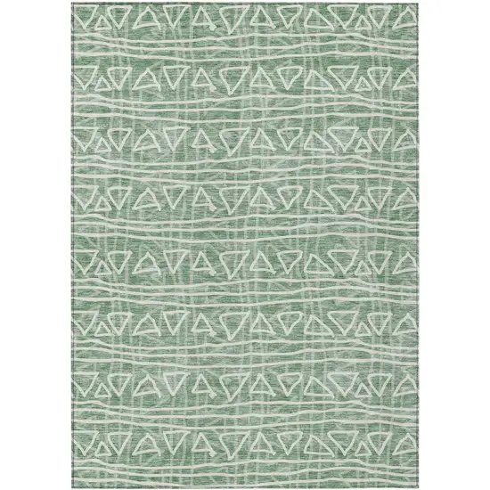 Sage Green And Ivory Geometric Washable Indoor Outdoor Area Rug Photo 2