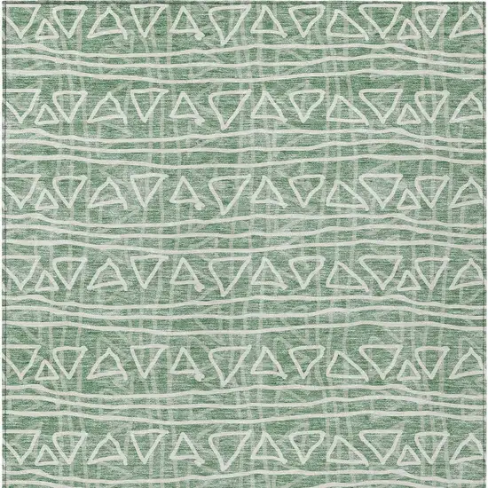 Sage Green And Ivory Geometric Washable Indoor Outdoor Area Rug Photo 6