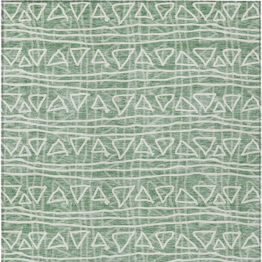Sage Green And Ivory Geometric Washable Indoor Outdoor Area Rug Photo 6