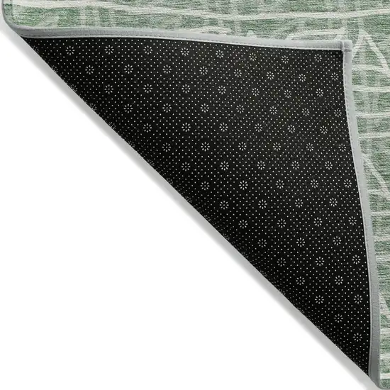 Sage Green And Ivory Geometric Washable Indoor Outdoor Area Rug Photo 3