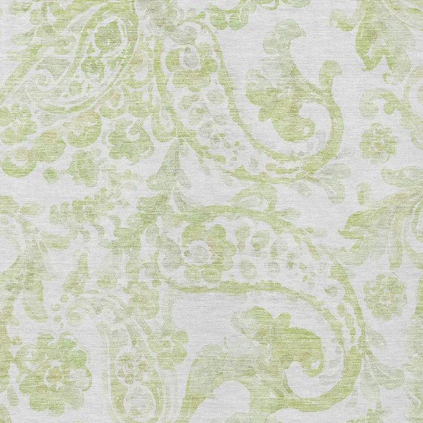 Sage Green And Ivory Paisley Washable Indoor Outdoor Area Rug Photo 6