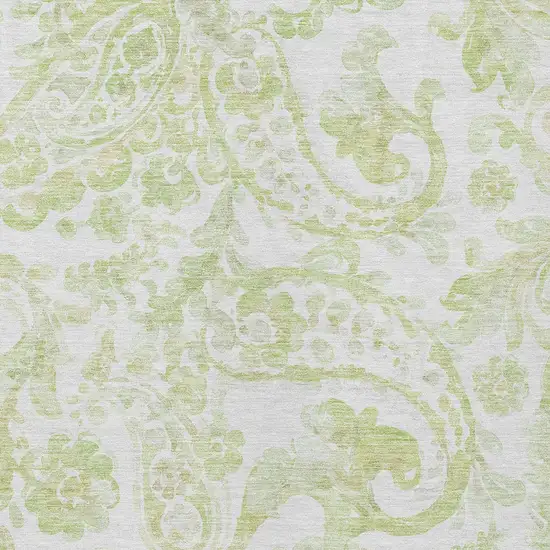 Sage Green And Ivory Paisley Washable Indoor Outdoor Area Rug Photo 6