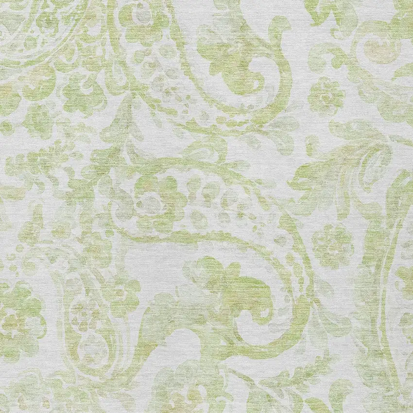 Sage Green And Ivory Paisley Washable Indoor Outdoor Area Rug Photo 6