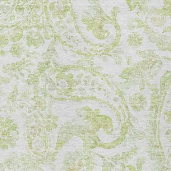 Sage Green And Ivory Paisley Washable Indoor Outdoor Area Rug Photo 6