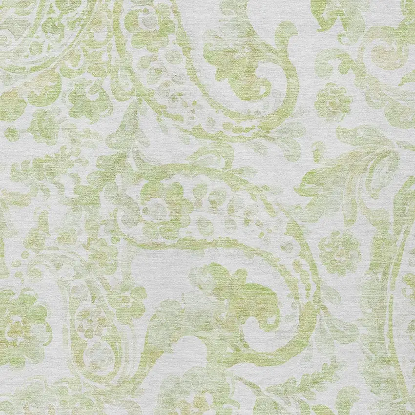 Sage Green And Ivory Paisley Washable Indoor Outdoor Area Rug Photo 6