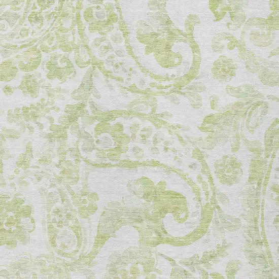 Sage Green And Ivory Paisley Washable Indoor Outdoor Area Rug Photo 6