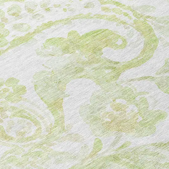 Sage Green And Ivory Paisley Washable Indoor Outdoor Area Rug Photo 8