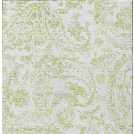 Sage Green And Ivory Paisley Washable Indoor Outdoor Area Rug Photo 6