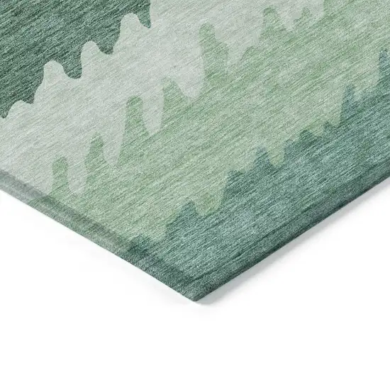 Sage Green And Ivory Striped Washable Indoor Outdoor Area Rug Photo 3