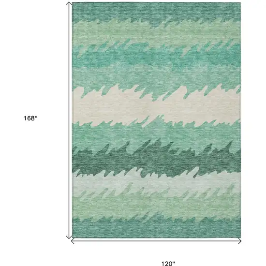 Sage Green And Ivory Striped Washable Indoor Outdoor Area Rug Photo 3