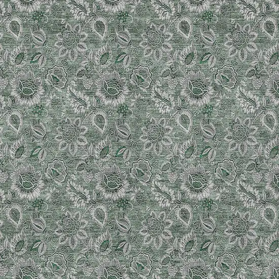 Sage Green And Silver Floral Washable Indoor Outdoor Area Rug Photo 5