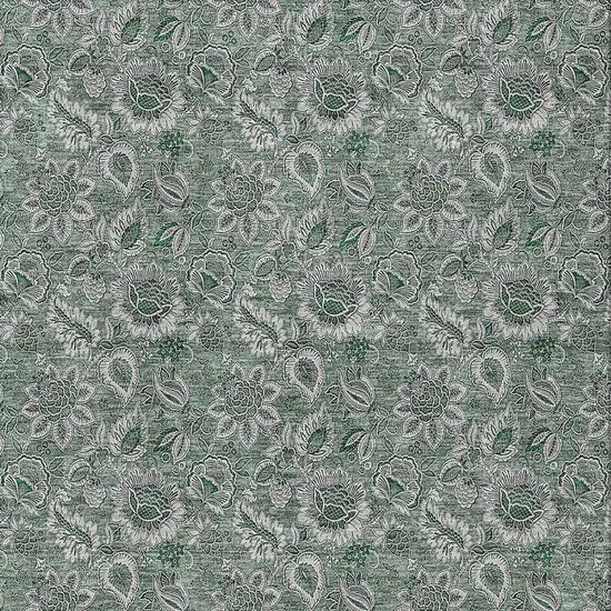 Sage Green And Silver Floral Washable Indoor Outdoor Area Rug Photo 6