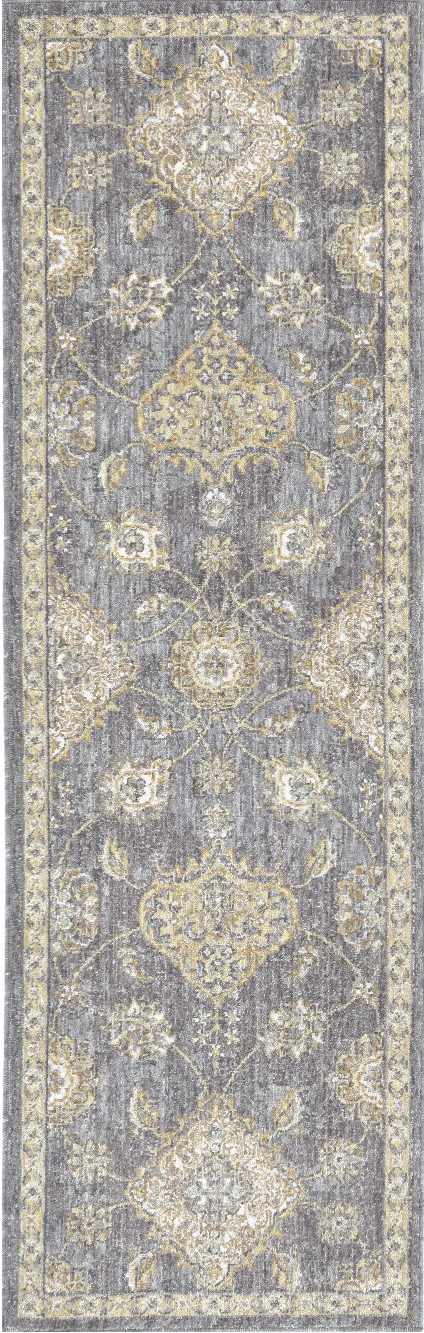 Sage Green Floral Vine Bordered Wool Indoor Area Rug Photo 2