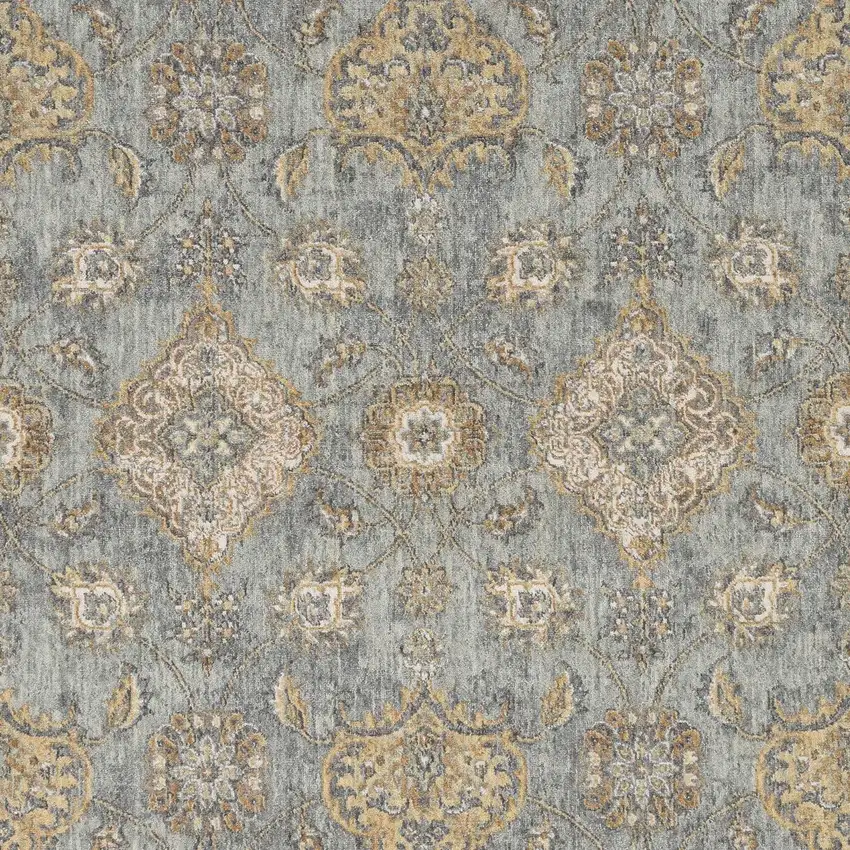 Sage Orange And White Wool Floral Distressed Area Rug Photo 6