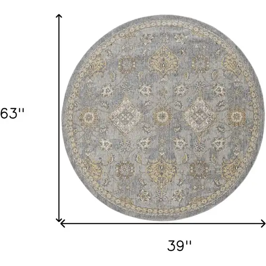 Sage Green Floral Vine Bordered Wool Indoor Area Rug Photo 4