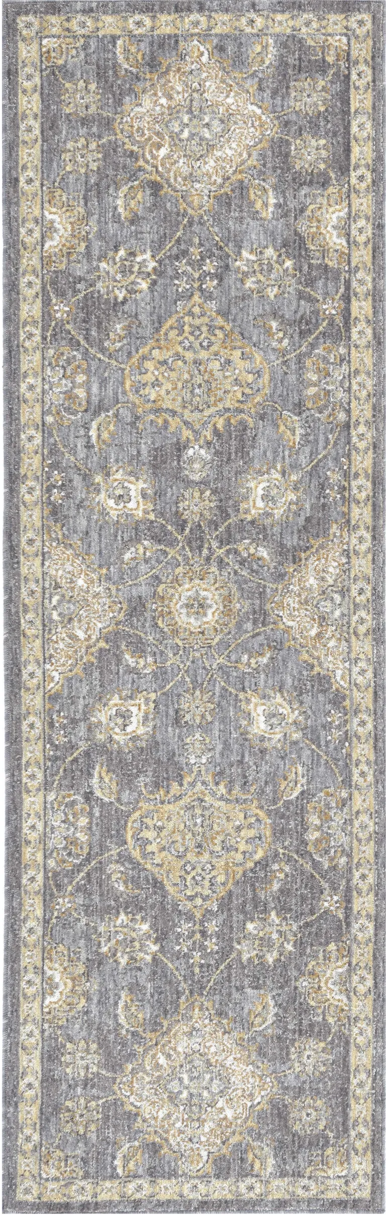 Sage Green Floral Vine Bordered Wool Indoor Area Rug Photo 2
