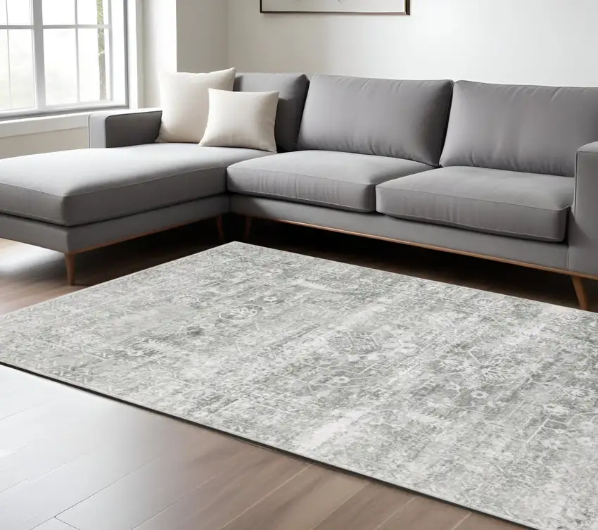 Sage Green Oriental Non Skid Area Rug Photo 1