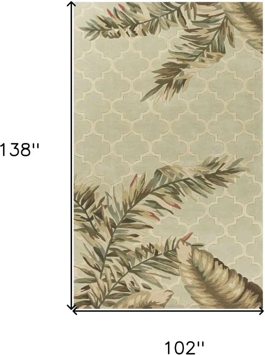 Sage Green Hand Tufted Tropical Quatrefoil Indoor Area Rug Photo 4