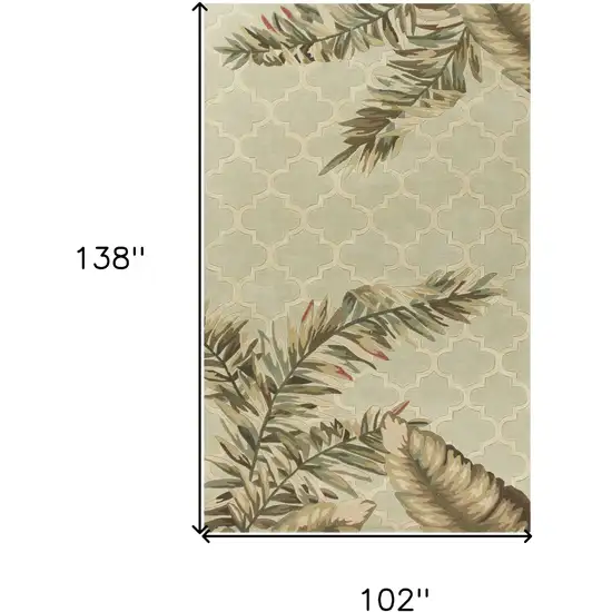 Sage Green Hand Tufted Tropical Quatrefoil Indoor Area Rug Photo 4