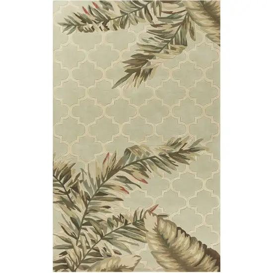 Sage Green Hand Tufted Tropical Quatrefoil Indoor Area Rug Photo 1